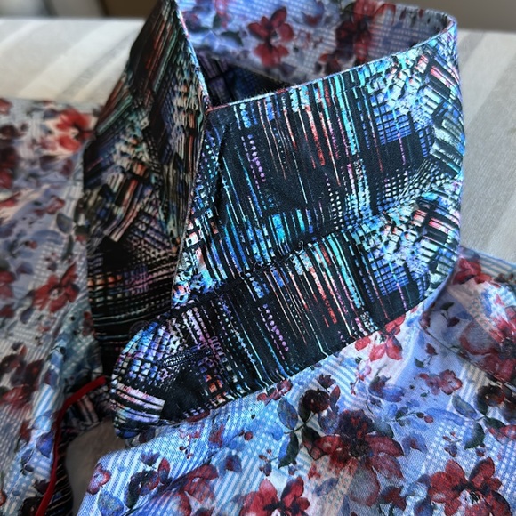 7 DOWNIE ST. LONDON button down floral shirt. Size “4” (M). Blue/red/pink. EUC. - Picture 6 of 13